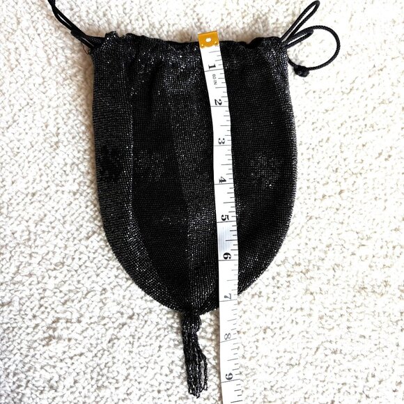 Vintage Black Micro-Beaded Mini Evening Bag Holiday NYE Wedding Purse - Picture 5 of 6